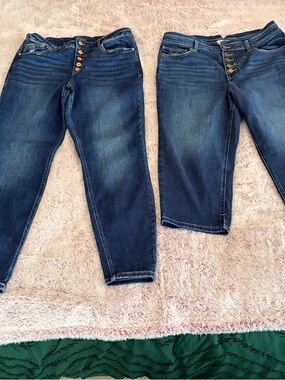 Button-Fly Women’s Blue High-Rise Jeans Bundle. 1-reg length, 1-cropped length.